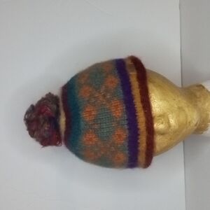 KU San Beanie Wool blend Hat, Red/Gold Pre-owned